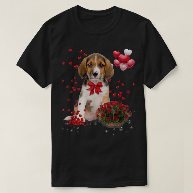 Beagle Valentines Day Funny Dog Lover Happy Valen T-Shirt (Design Front)