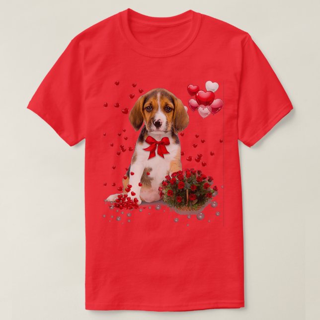 Beagle Valentines Day Funny Dog Lover Happy Valent T-Shirt (Design Front)