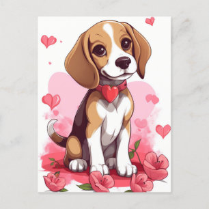 Beagle Valentines day Postcard