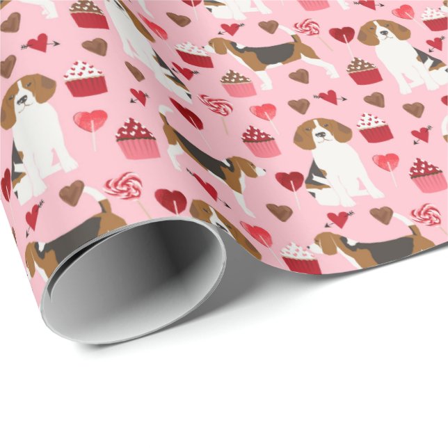 Beagle Valentines Gift Wrap (Roll Corner)