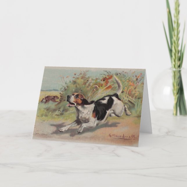 Beagle (vintage painting on canvas) Notecard (Front)