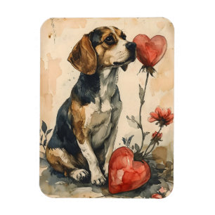 Beagle Vintage Valentine's Day  Magnet