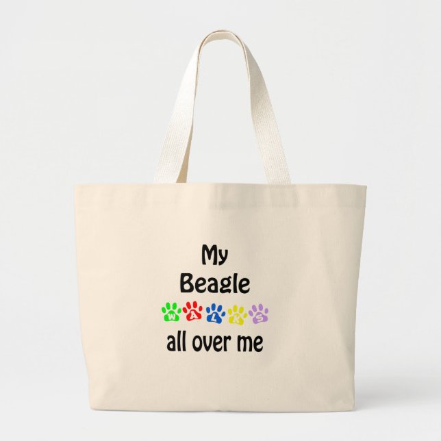 Beagle Walks Design Large Tote Bag (Front)
