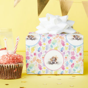 Beagle Watercolor Birthday wrap paper