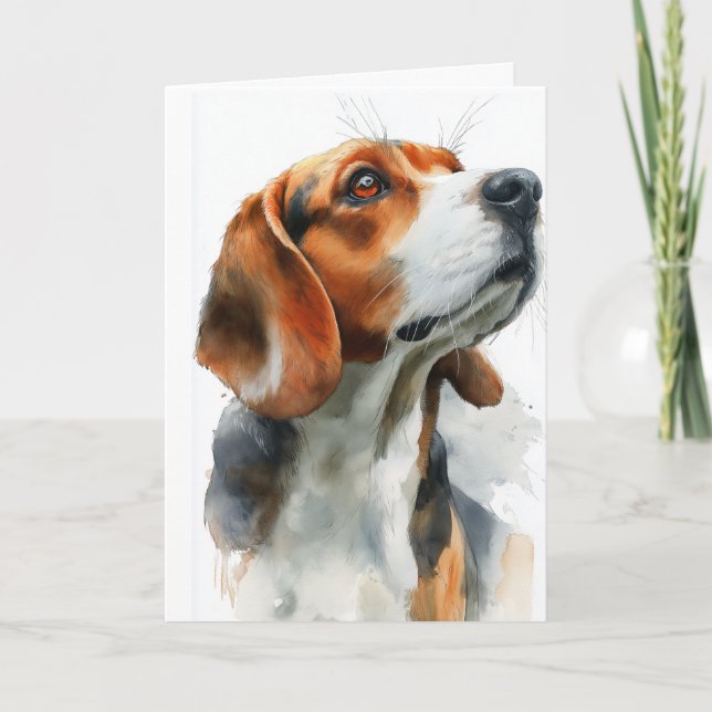 Beagle watercolor portrait card (Front)