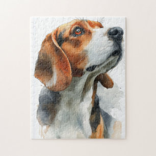 Beagle watercolor portrait jigsaw puzzle