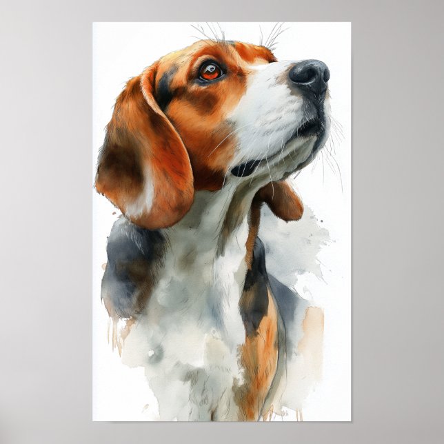 Beagle watercolor portrait poster (Front)