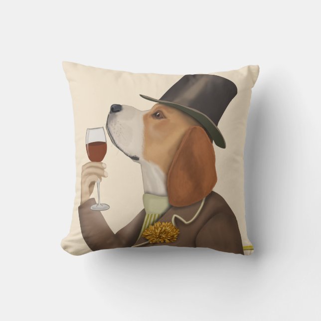 Beagle Wine Snob Cushion (Front)