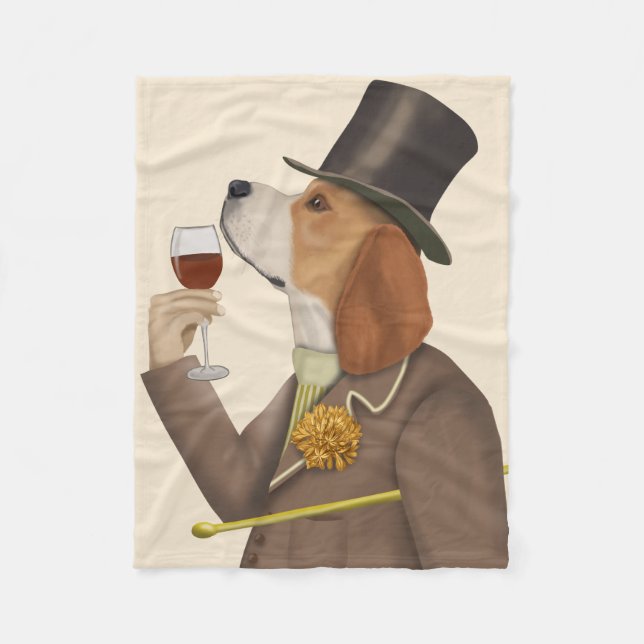 Beagle Wine Snob Fleece Blanket (Front)