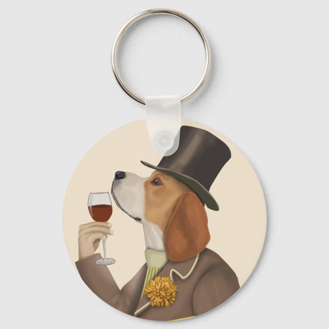Beagle Wine Snob Key Ring (Front)