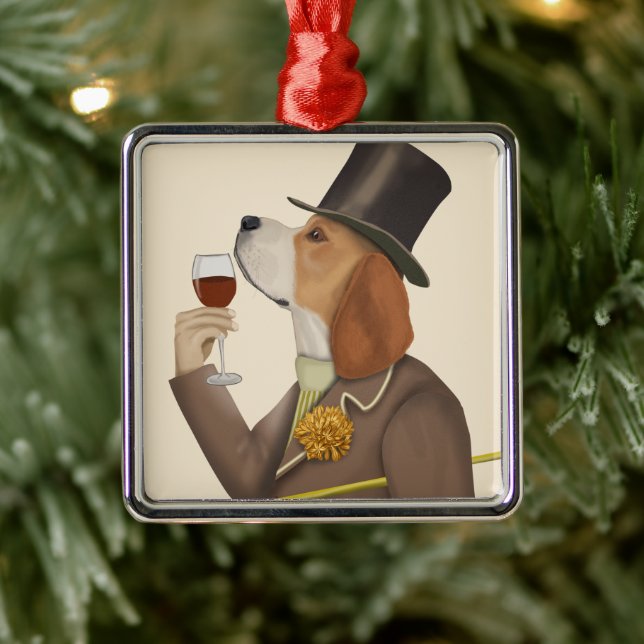 Beagle Wine Snob Metal Tree Decoration (Tree)