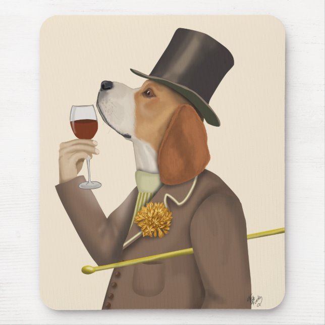 Beagle Wine Snob Mouse Mat (Front)