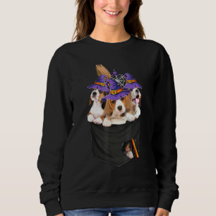 Beagle Witch Broom Pocket Halloween Dog Sweatshirt
