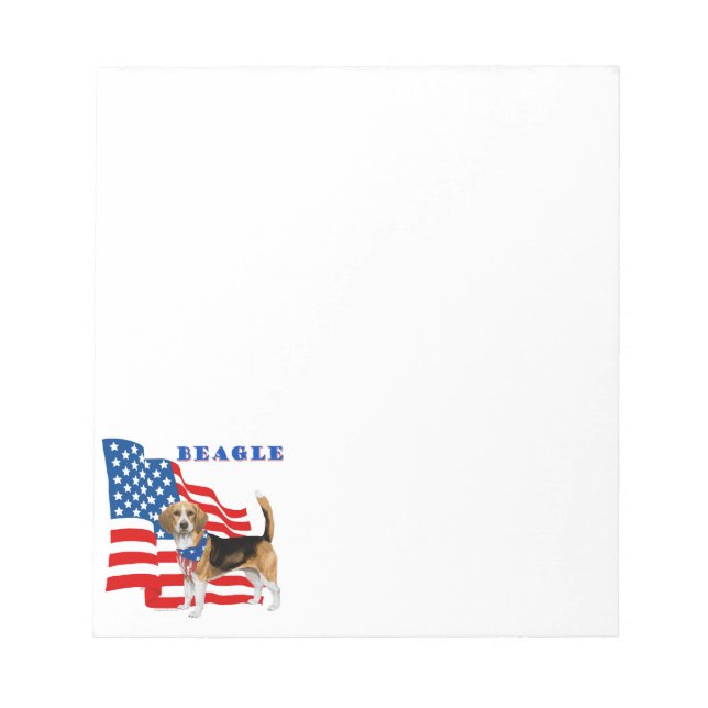 Beagle with American Flag Notepad (Front)