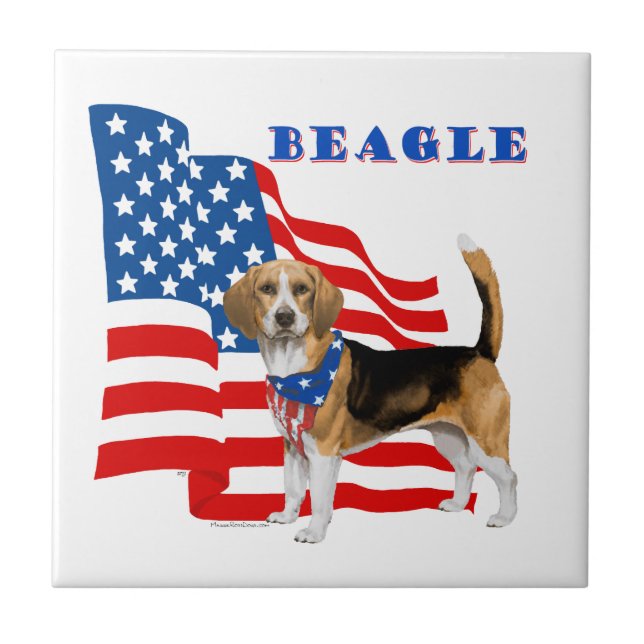 Beagle with American Flag Tile (Front)