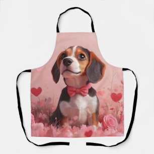 Beagle with Roses - Valentine's Day Apron