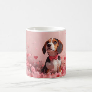 Beagle with Roses - Valentine's Day Coffee Mug