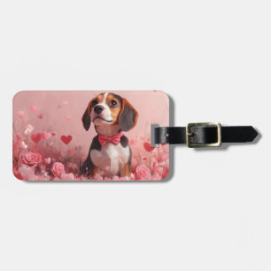 Beagle with Roses - Valentine's Day Luggage Tag
