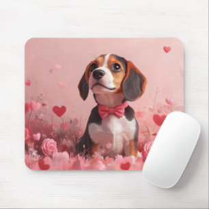 Beagle with Roses - Valentine's Day Mouse Mat