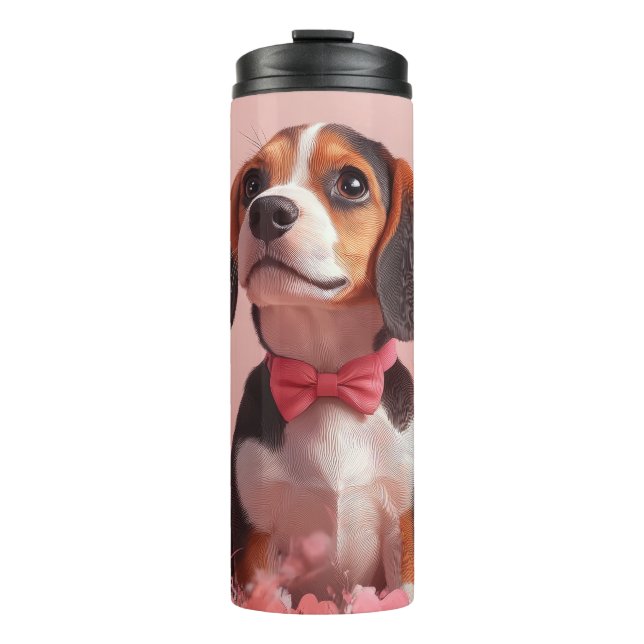 Beagle with Roses - Valentine's Day Thermal Tumbler (Front)