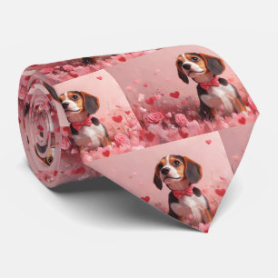 Beagle with Roses - Valentine's Day Tie