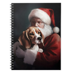 Beagle With Santa Claus Festive Christmas Notebook