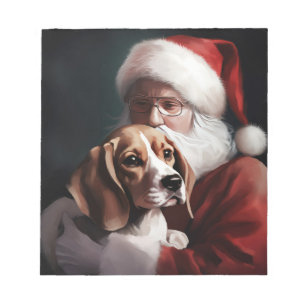 Beagle With Santa Claus Festive Christmas Notepad