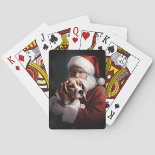 Beagle With Santa Claus Festive Christmas Playing Cards