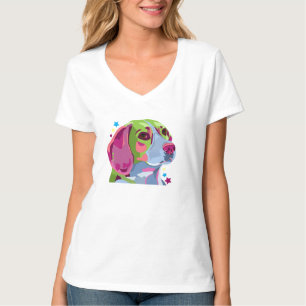Beagle Womens Adult Jersey V-neck Tshirt