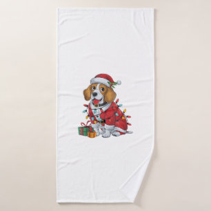 Beagle Xmas Lighting Santa Beagle Dog Christmas  Bath Towel