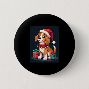 Beagle Xmas Lighting Santa Beagle Dog Christmas Ta 6 Cm Round Badge