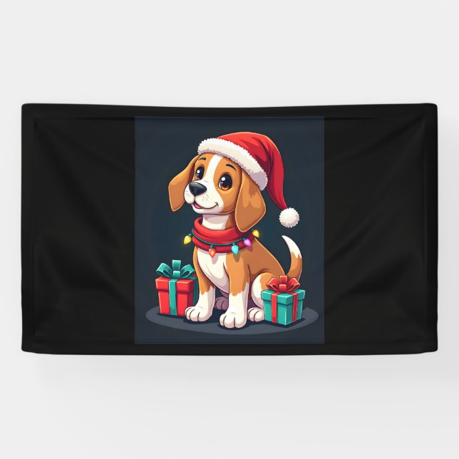 Beagle Xmas Lighting Santa Beagle Dog Christmas Ta Banner (Horizontal)