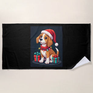 Beagle Xmas Lighting Santa Beagle Dog Christmas Ta Beach Towel