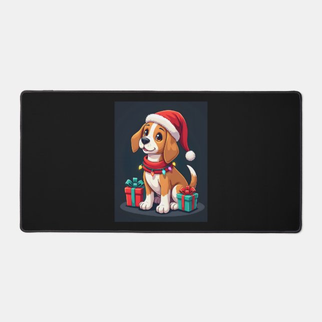 Beagle Xmas Lighting Santa Beagle Dog Christmas Ta Desk Mat (Front)