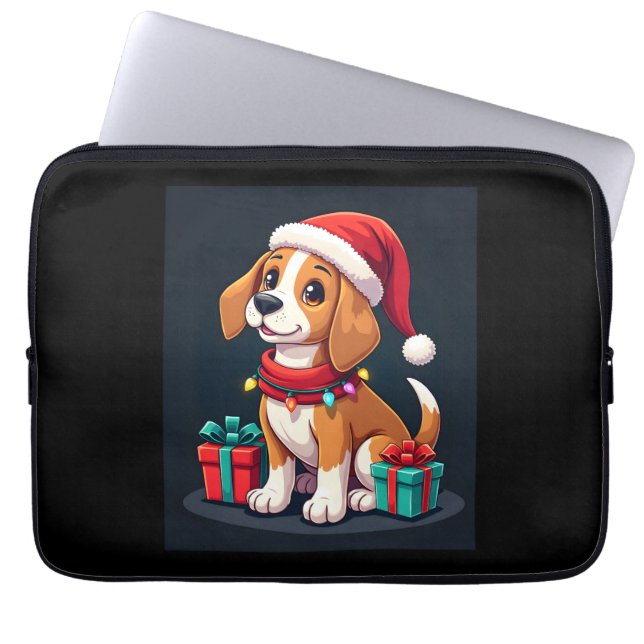 Beagle Xmas Lighting Santa Beagle Dog Christmas Ta Laptop Sleeve (Front)