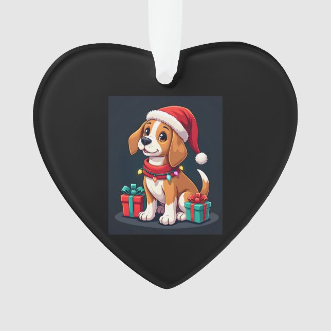 Beagle Xmas Lighting Santa Beagle Dog Christmas Ta Ornament (Front)