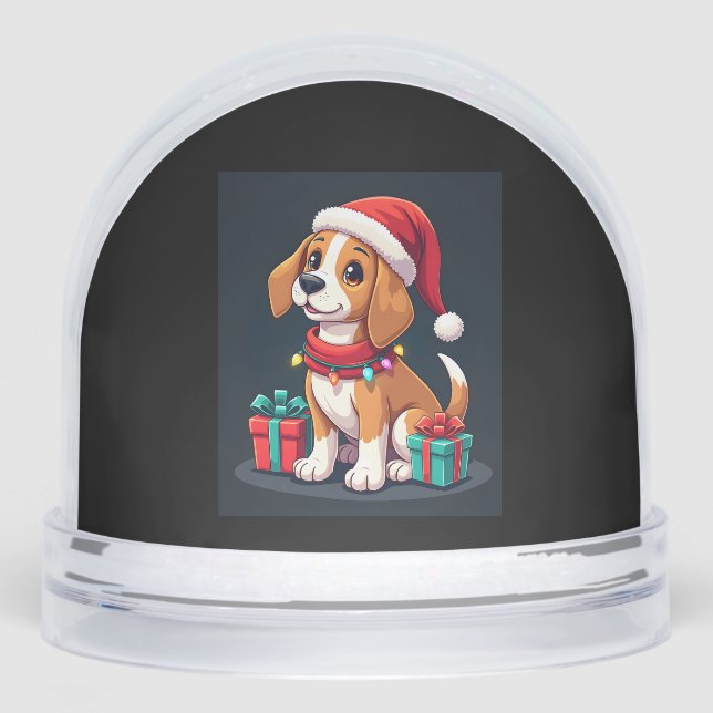 Beagle Xmas Lighting Santa Beagle Dog Christmas Ta Snowglobe (Front)