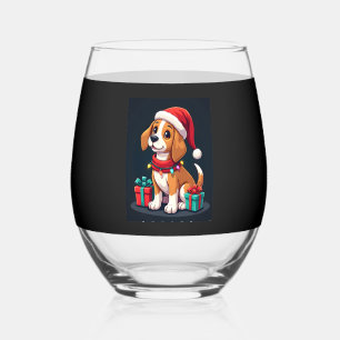 Beagle Xmas Lighting Santa Beagle Dog Christmas Ta Stemless Wine Glass
