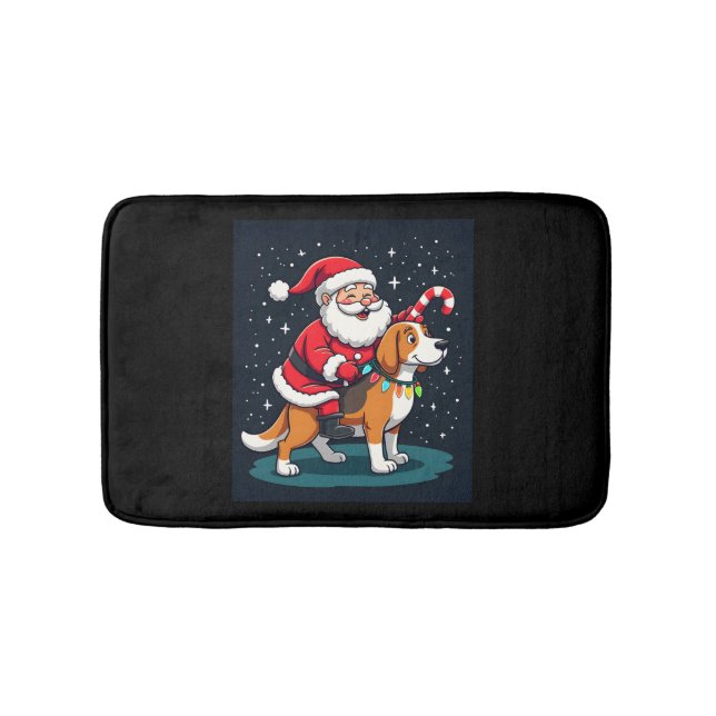Beagle Xmas Lighting Santa Riding Beagle Dog Chris Bath Mat (Front)