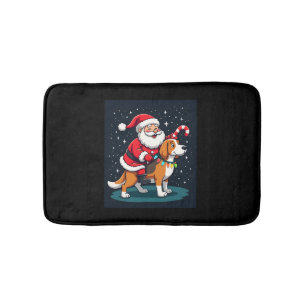 Beagle Xmas Lighting Santa Riding Beagle Dog Chris Bath Mat