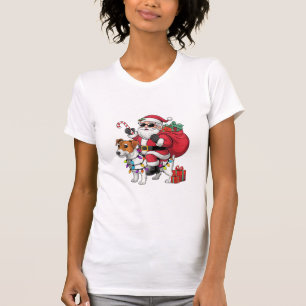Beagle Xmas Lighting Santa Riding Beagle Dog Chris T-Shirt