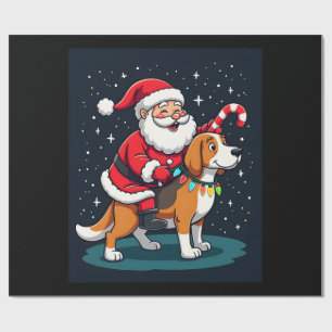 Beagle Xmas Lighting Santa Riding Beagle Dog Chris Wrapping Paper
