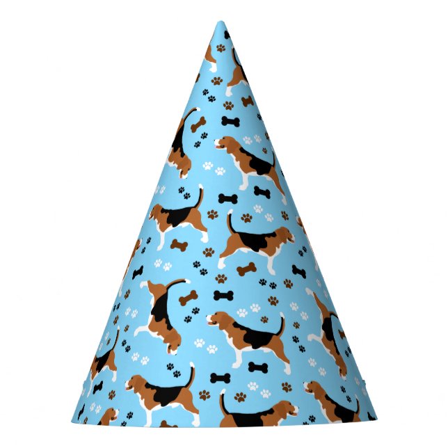 Beagles Dog Party Blue Pattern Party Hat (Front)