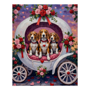 Beagles Dog Valentine's Day  Poster