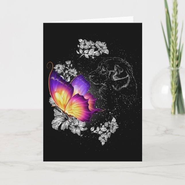 Beagles Dog With Butterfly Dog In Heaven Memorial Card (Front)