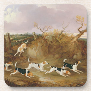 Beagles in Full Cry, 1845 (oil on canvas) Coaster