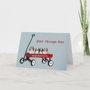 Beagles In Wagon Greeting Card