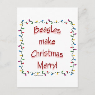 Beagles Make Christmas Merry Holiday Postcard