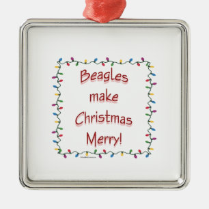 Beagles Make Christmas Merry  Metal Tree Decoration