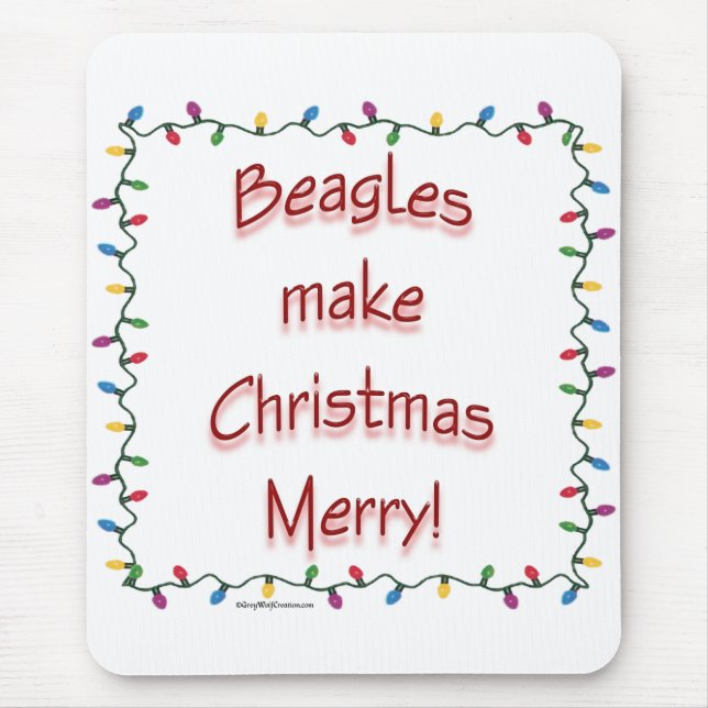 Beagles Make Christmas Merry Mouse Mat (Front)